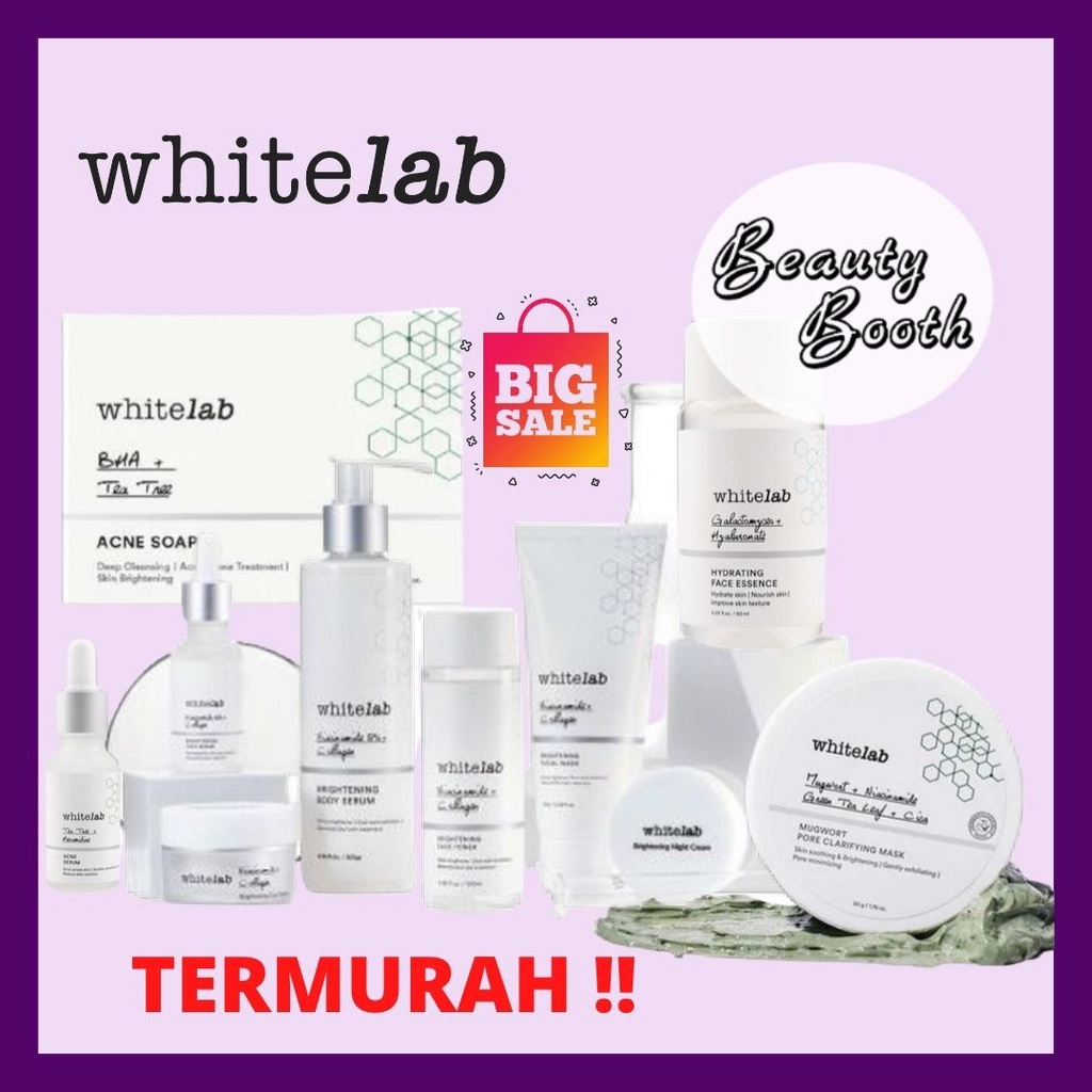 WHITELAB Toner Face Serum Intense Brightening Facial Wash Mugwort Acne Aha Bha Peeling CeraMUG UV Shield Sunscreen Day Night Underarm Body WHITE LAB