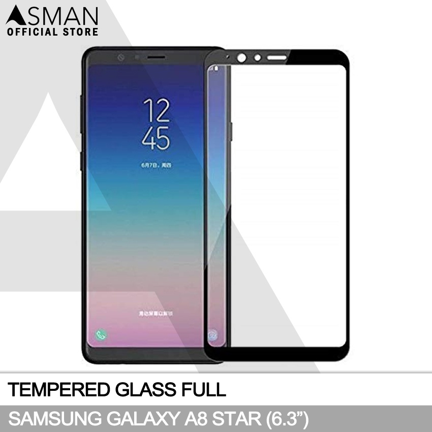 Tempered Glass Full Samsung Galaxy A8 Star (6.3&quot;) | Anti Gores Kaca - Hitam