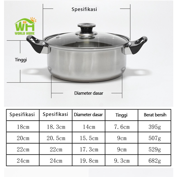 Panci Set 12 Pcs Panci Set Serbaguna Panci Set Stainless Steel Dengan Tutup Kaca TG-7