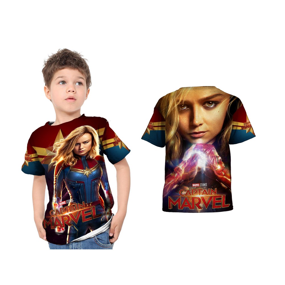 [TiniShop] Captain Marvel Kostum / Kaos Anak Tema CAPTAIN MARVEL FullPrint - 301