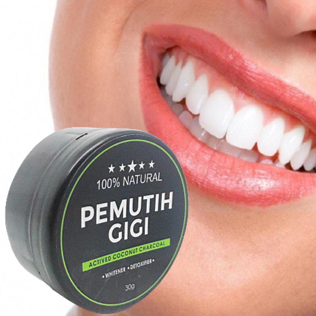 PEMUTIH GIGI Actived Charcoal Powder Halal Atasi Gigi Kuning Ampuh Membersihkan Gigi Kuning