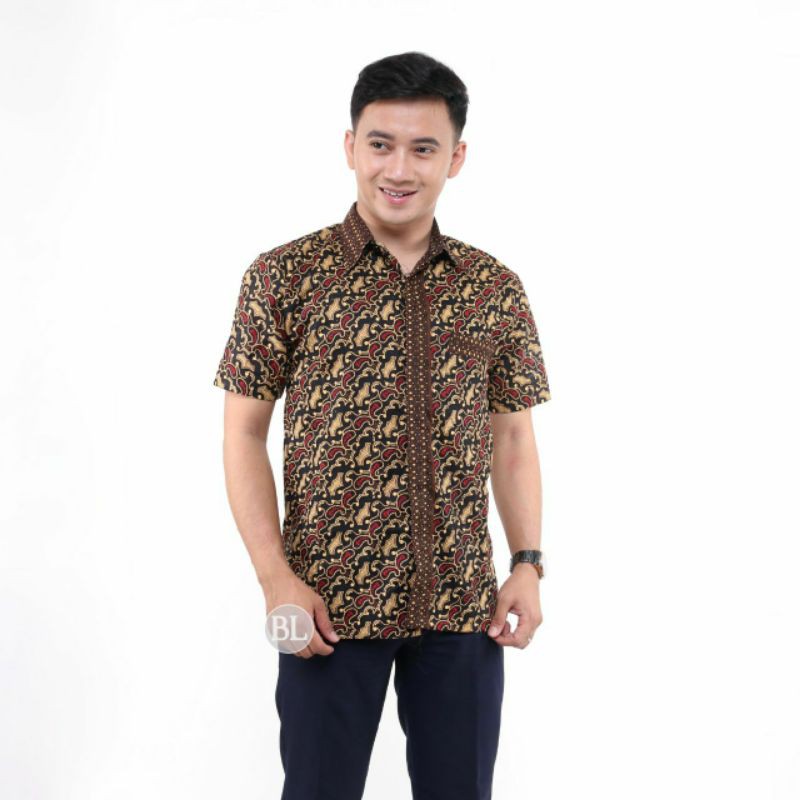 tey-17 Batik Pria ASJ SA HRB026 Kenongo Kemeja Tosca Pendek-01
