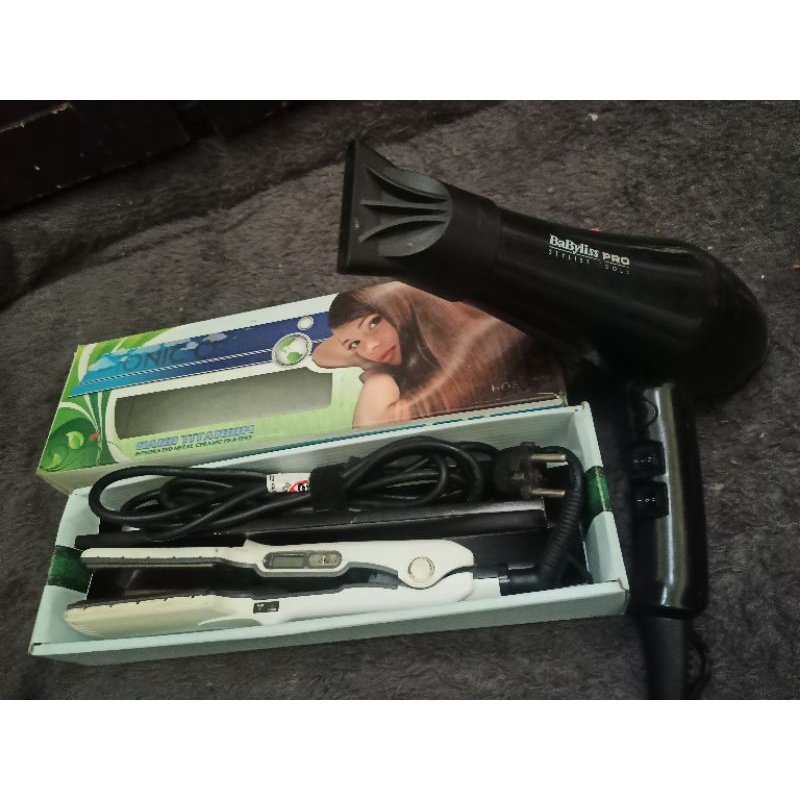 Catok Hoshiko ionic ozone hk1901 plus hairdryer babyliss pro