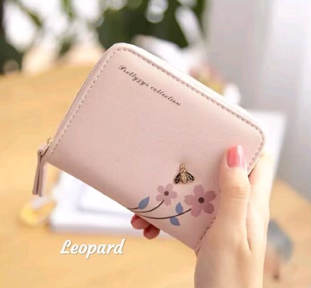 Dompet Mini Lipat Resleting LADYBUG FLOWERS /dompet wanita mini lipat muat banyak ringan