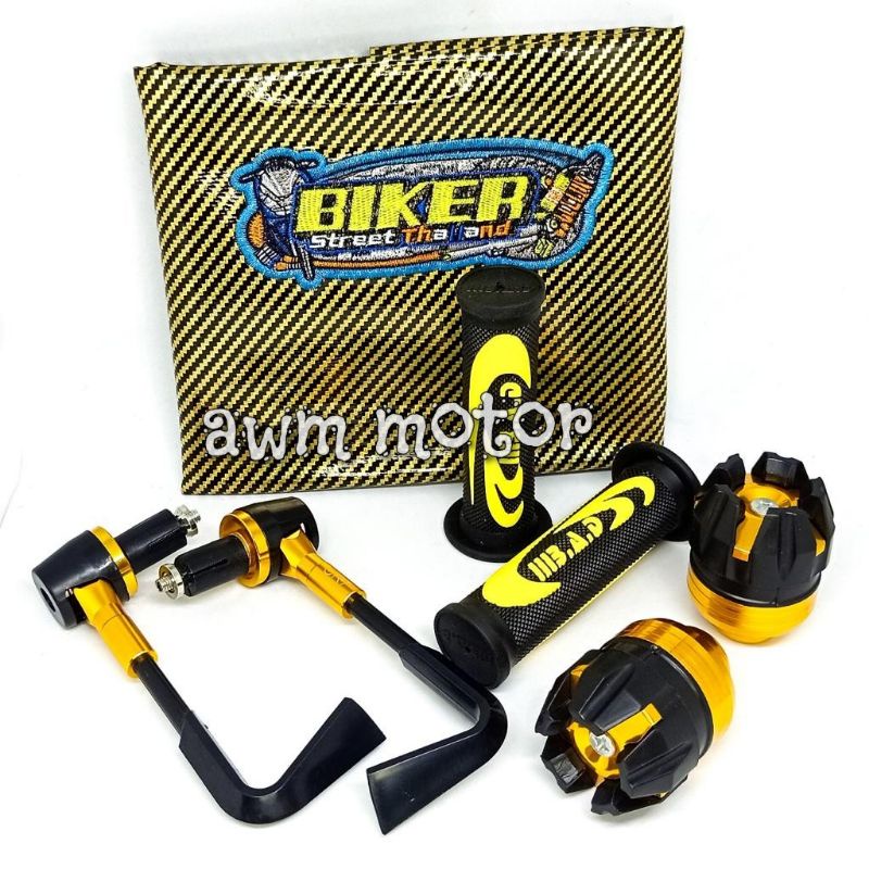 Kulit jok carbon warna + proguard L + jalu as roda + handgrip Nike 1paket isi 4macam universal