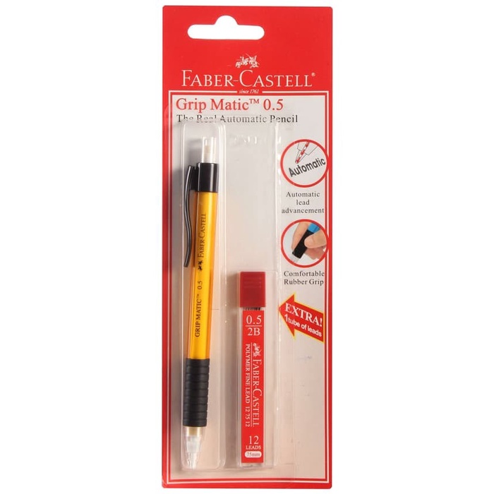 

Aman [ Set ] Pensil Mekanik Cetekan 0,5 + Refill - Faber Castell Grip Matic Berkualitas