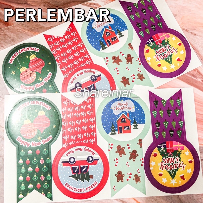 

PERLEMBAR Sticker Natal Hiasan Box Hampers Toples Kado -Stiker Xmas #4