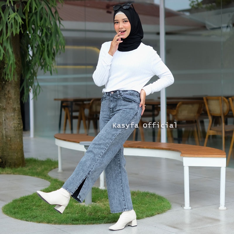 EONNI KULOT JEANS BELAH PREMIUM // KULOT HIGHWAIST JEANS BELAH