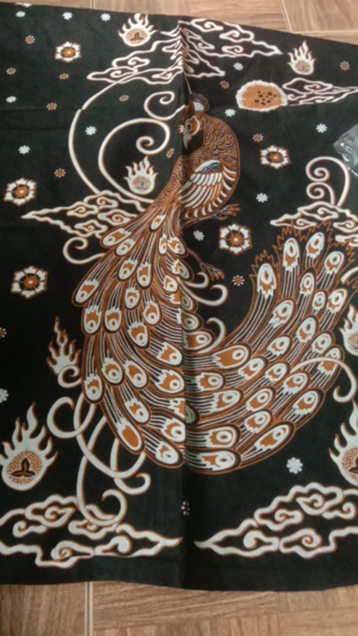 (best Seller) Kain Batik Solo Motif Burung Merak Warna Dasar Hitam