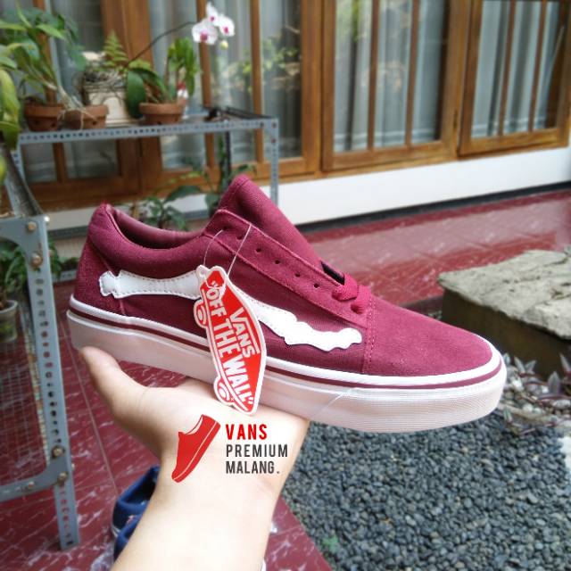 vans old skool merah maroon original