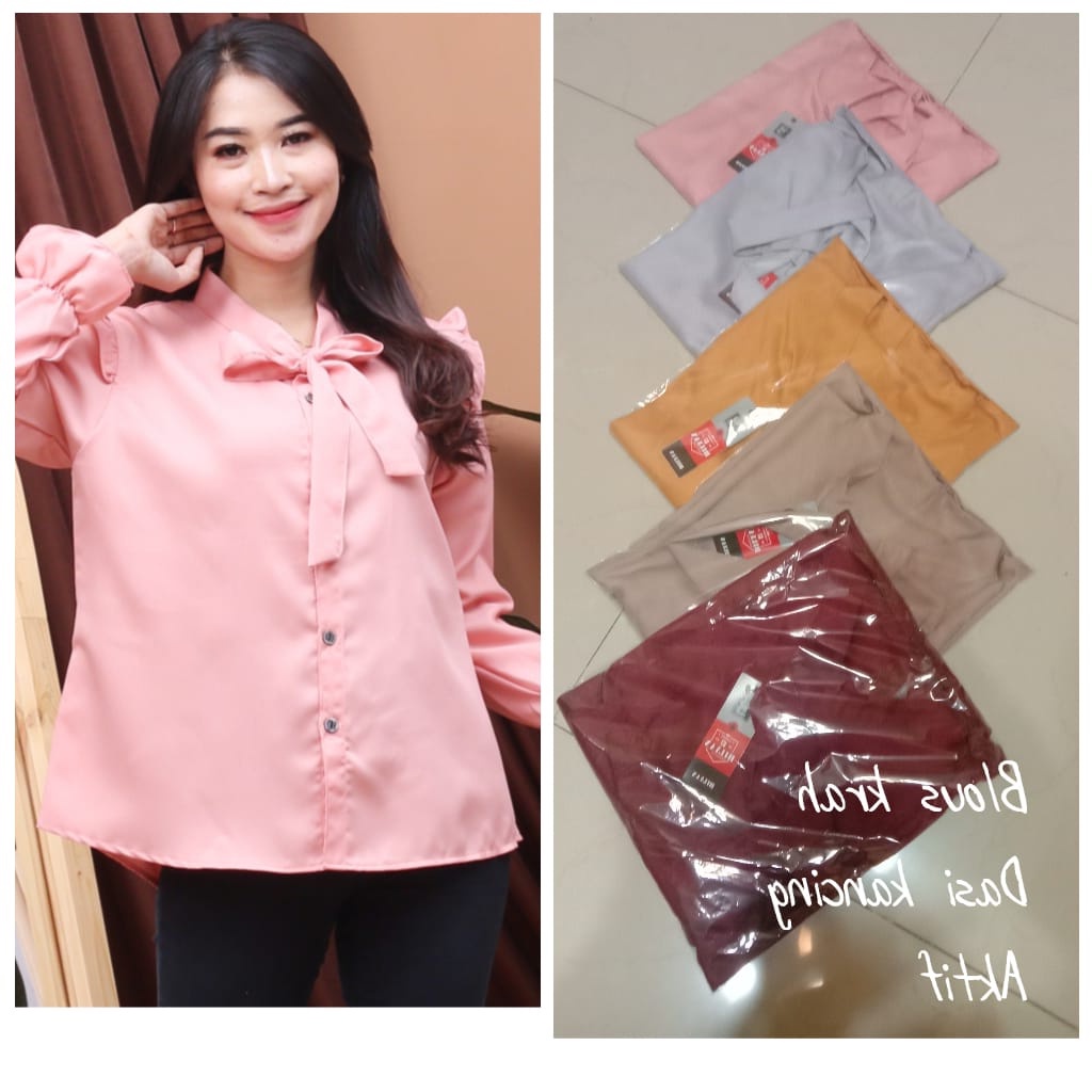 Baju Wanita Kemeja Lengan Panjang Blouse Wanita Kemeja Kantor Kemeja Crinkle Kemeja Lengan Panjang Blouse Kemeja Atasan NB3121n