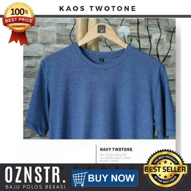 Kaos Polos Twotone Biru Dongker Polosan Misty Kaos Distro Murah - Navy