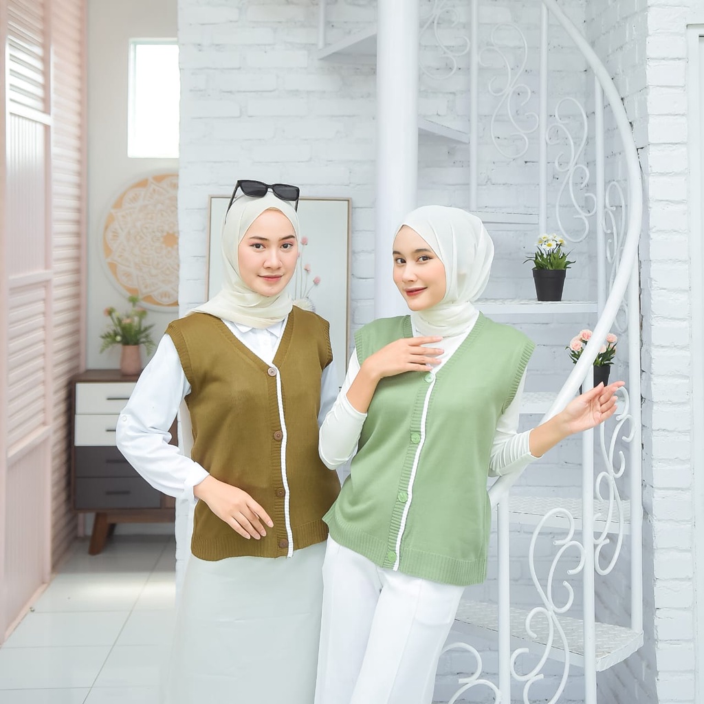 NOUSKA - MIZU VEST Rompi Rajut Korea Lucu Polos Outer Korean Style