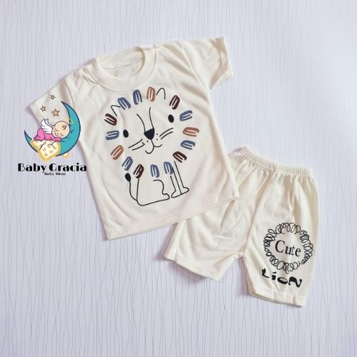 setelan anak laki laki cute lion motif lucu sablon