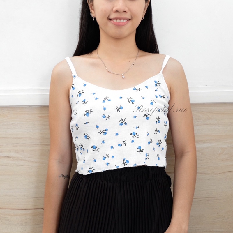 daisy tanktop / tanktop / tanktop wanita / tanktop putih / tanktop bunga / tanktop korea / women tanktop / pakaian wanita / baju wanita / singlet / singlet wanita