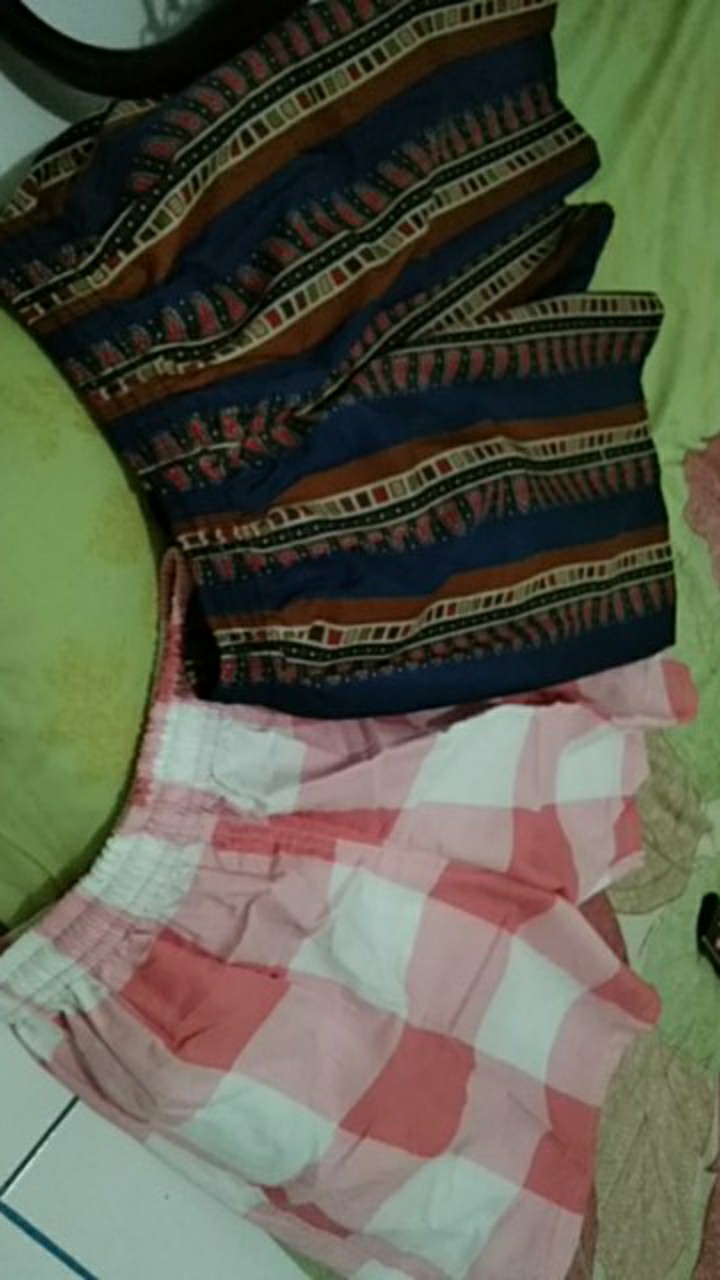 Celana Santai Hawaii Pendek - Celana Karet Kartun Bunga Kotak Polkadot Garis