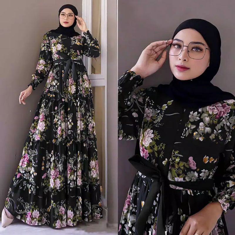 RUMAISYA MAXI DRESS | GAMIS CORAK RUMAISYA FASHION MUSLIM TERLARIS