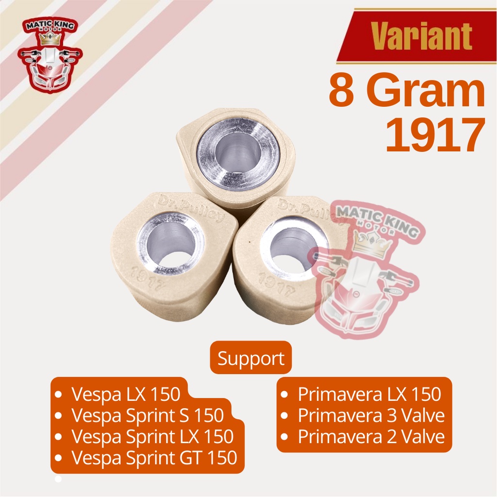 Sliding Roller Vespa Sprint LX Primavera Iget 2v 3v 150 cc DR PULLEY 1917 3 butir