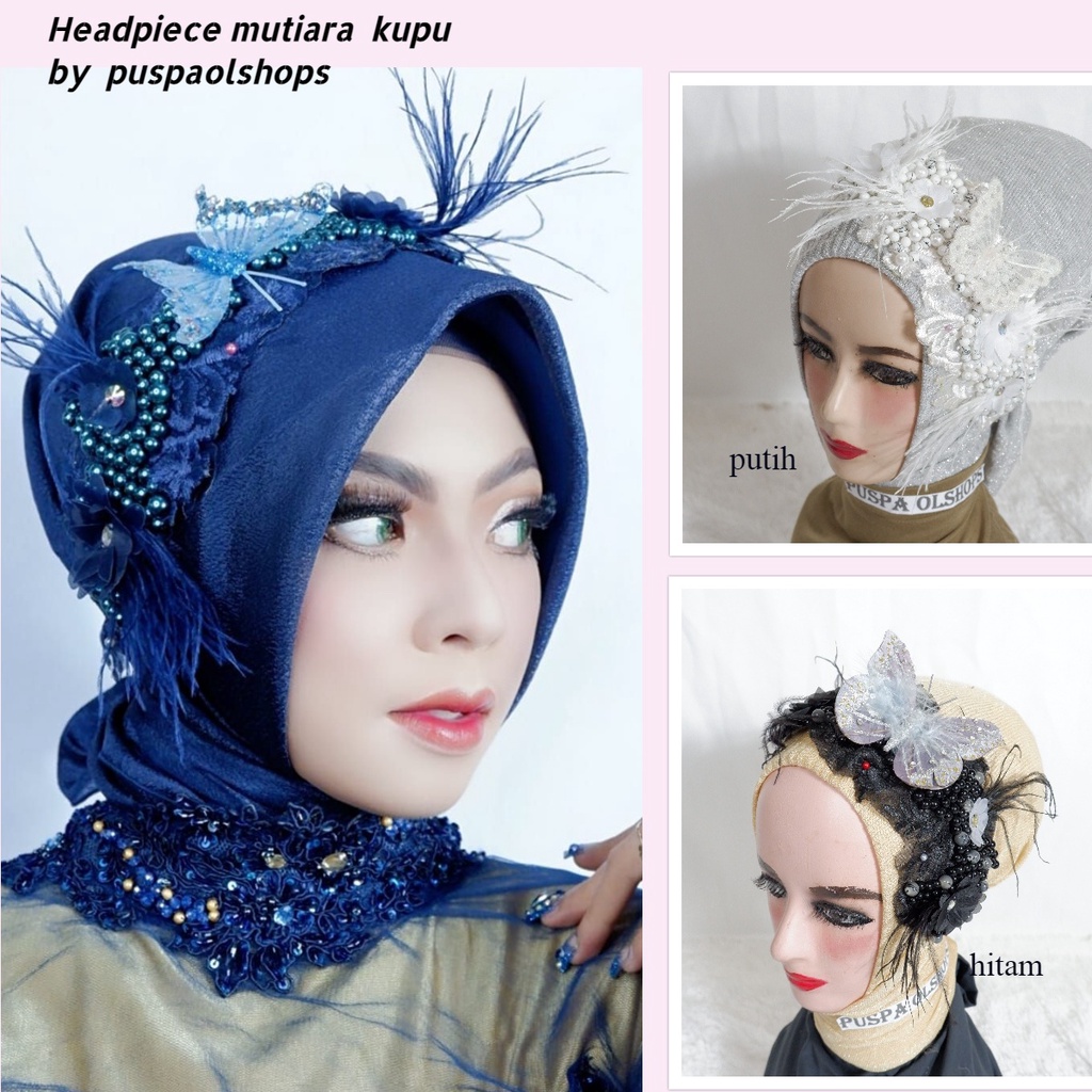 Headpiece  kupu  Mutiara  headpiece hijab  headpiece pengantin