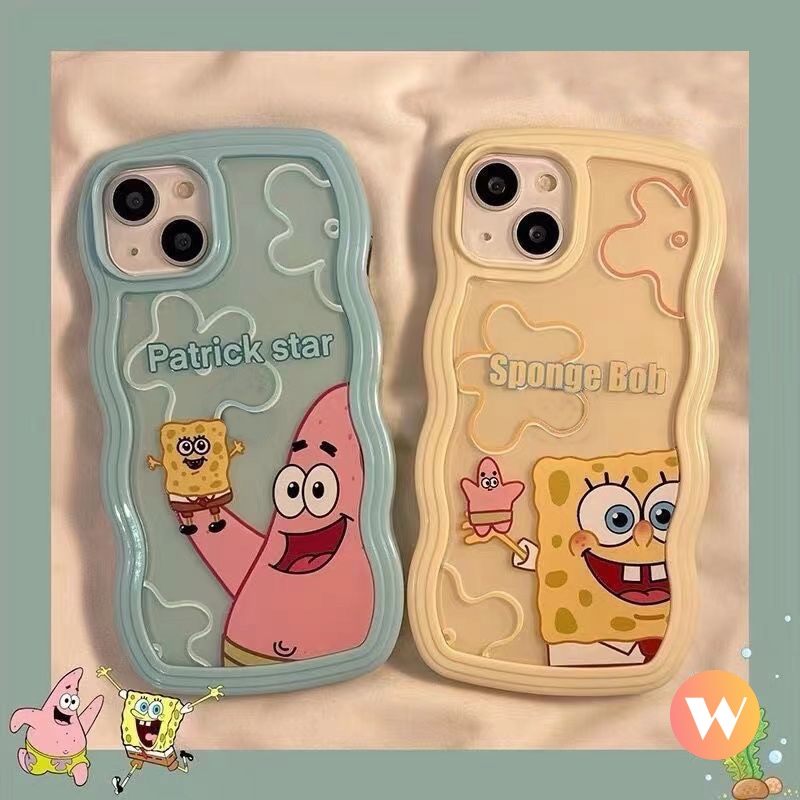 Casing Ponsel Kartun Tepi Bergelombang Redmi Note8 9 Redmi A1 10A 9 10 10 9A 9T 9C NFC Note10 Pro Max Plus Note 10s 11 10 Note 11s 9s 9pro 11pro Lucu Sponge Bob Patrick Star Soft Tpu Sarung