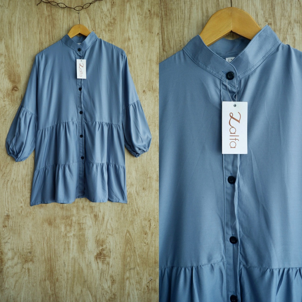 NOVA blouse by ZALFA OUTFIT / blouse polos / blouse rayon-Denim
