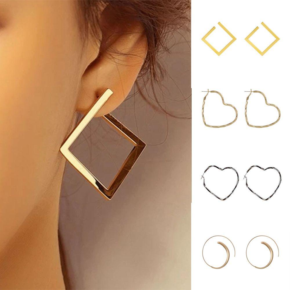 Lily Hoop Earrings Fashion Hadiah Pesta Aksesoris Gadis Anting Persegi