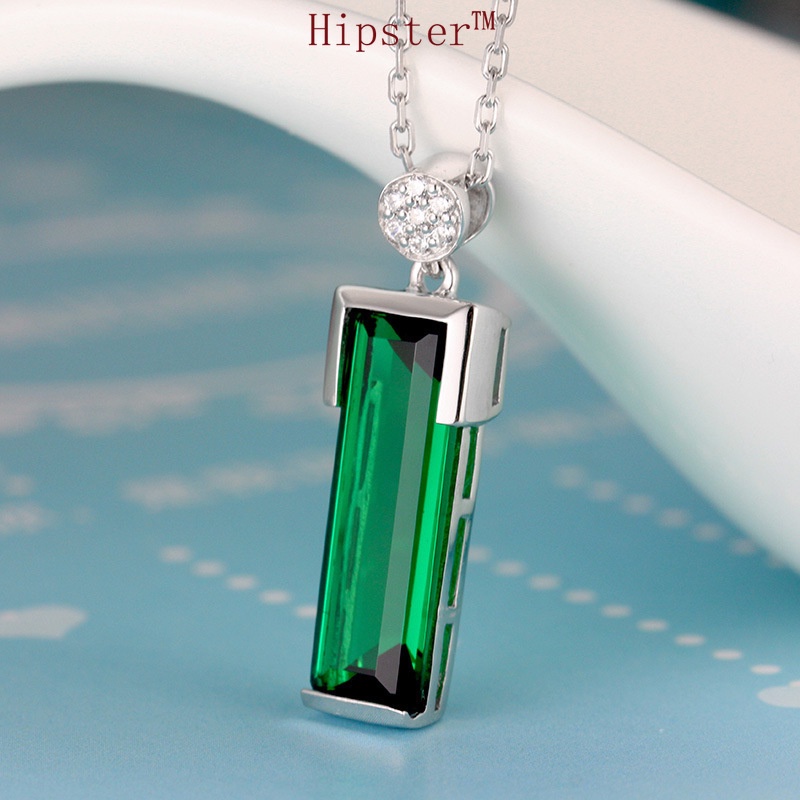 Hot Sale Classic Fashion Luxury Square Emerald Pendant Necklace