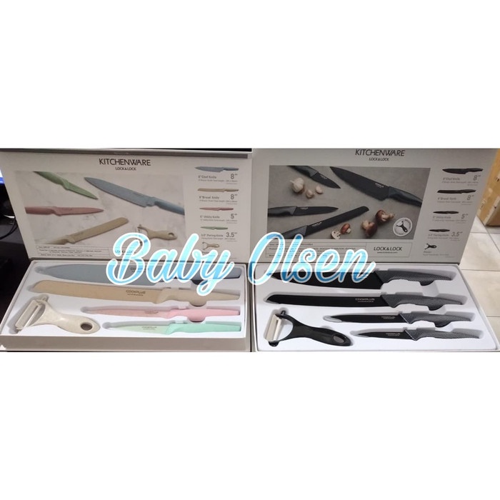 Pisau set locknlock /pisau dapur/knife set lock n lock - Pastel promo