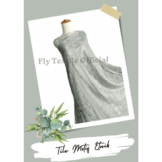 Tile Akar Salur Brukat Salur Motif Etnik 0,5 M Sage Green || Brukat Salur Brukat Malika Tile Akar Sa