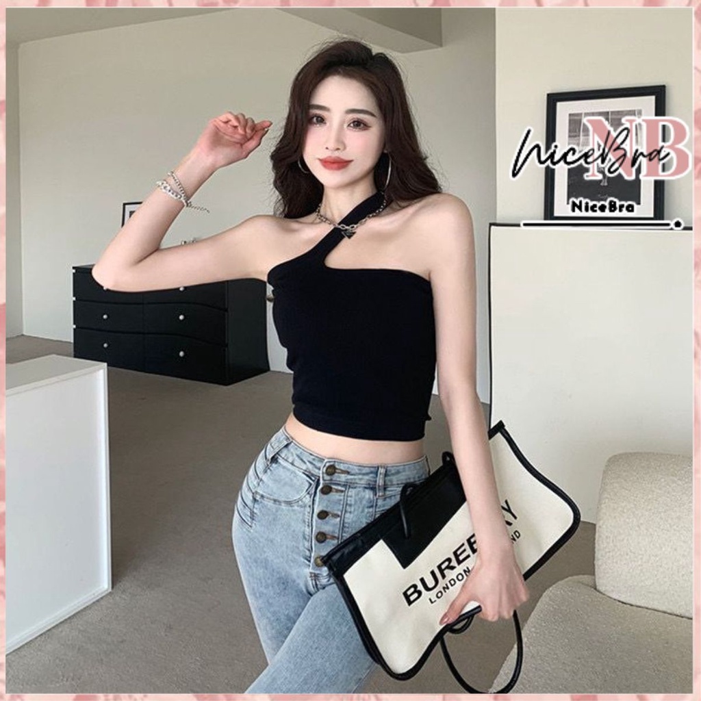 Nicebra Tanktop Kamisol Korean Wanita Crop Tanktop One Shoulder 1090