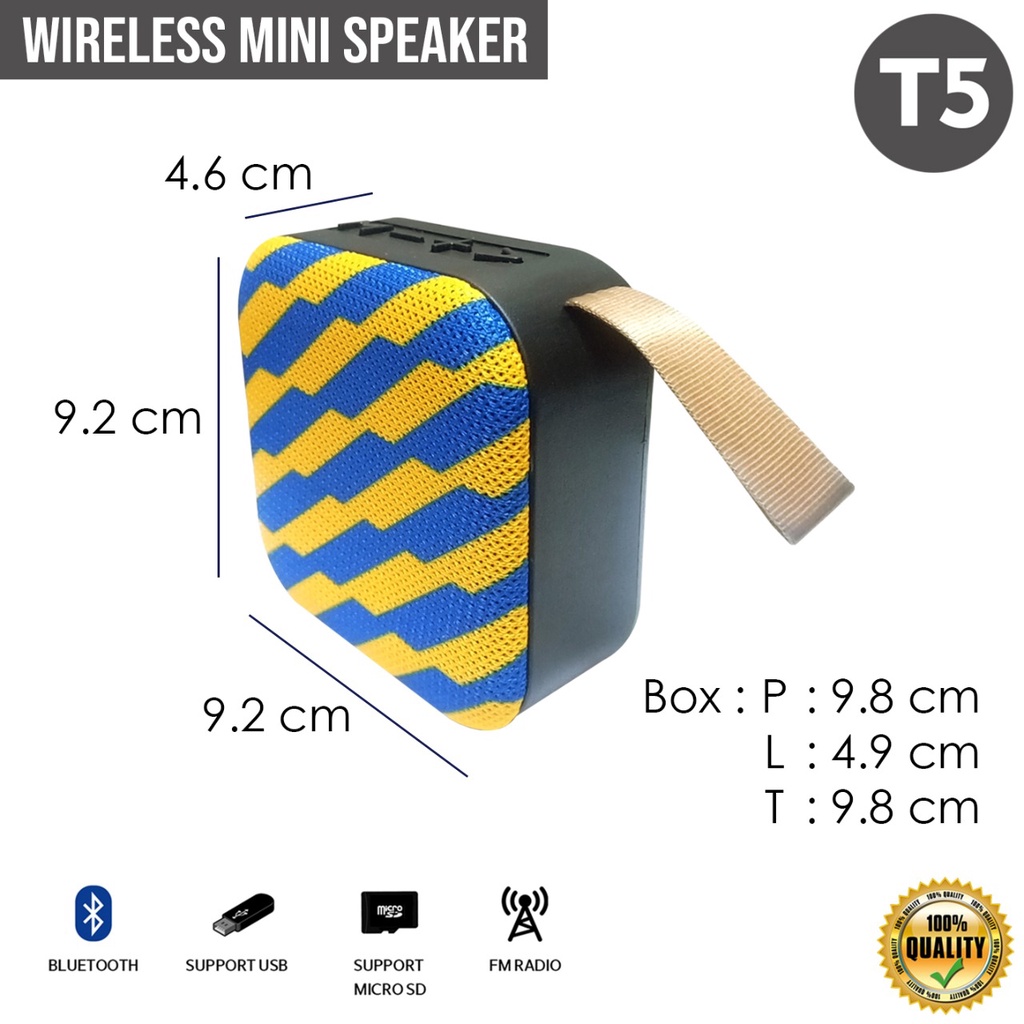 Speaker T5 Bluetooth Wireless Speaker T5 Mini Portable Speaker Mini t5 Speker Murah bisa USB dan Micro SD