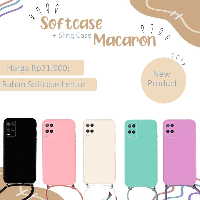 Softcase Macaron Sling Tali For Oppo A54 Reno 4f 5f A5s A1k A53 A33 A5 A9 2020 A15 A31 A3s A12 | Cas