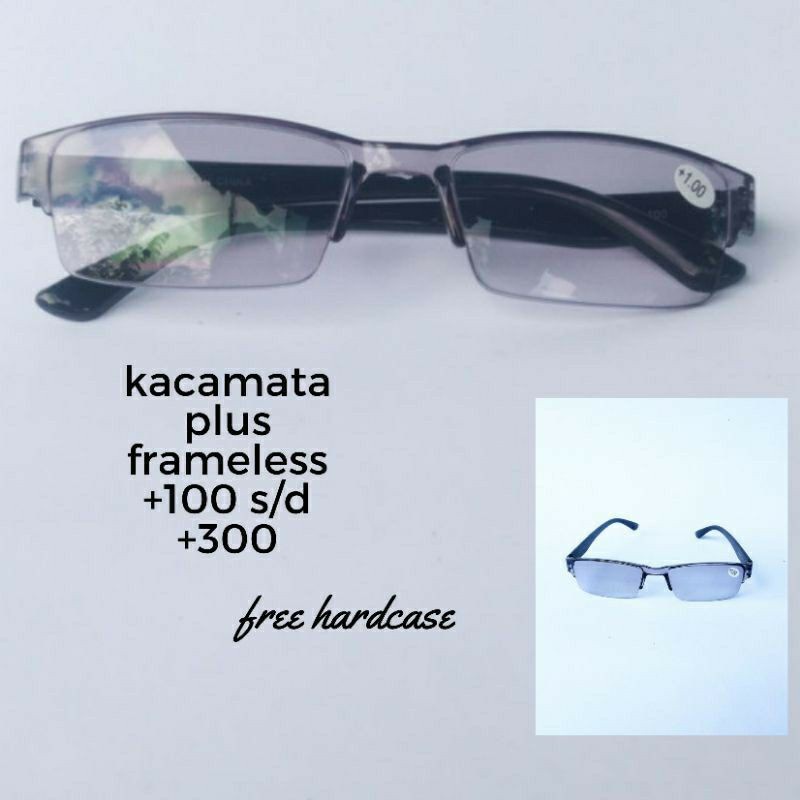 kacamata baca plus frameless pria dan wanita +1.00 s/d +4.00 Rabun Dekat