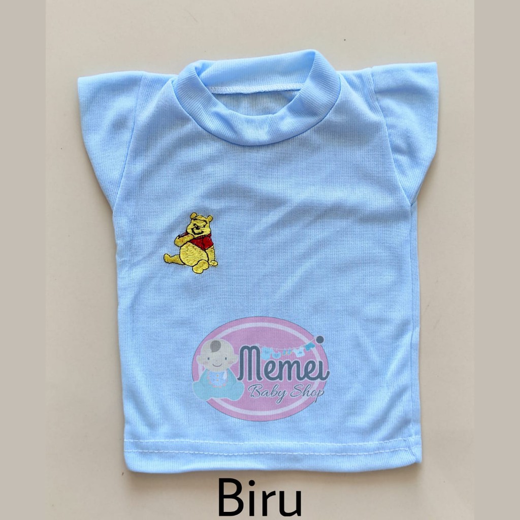 1 LUSIN (12 pcs) Kaos bayi pendek BORDIR ukuran S / M / L / XL