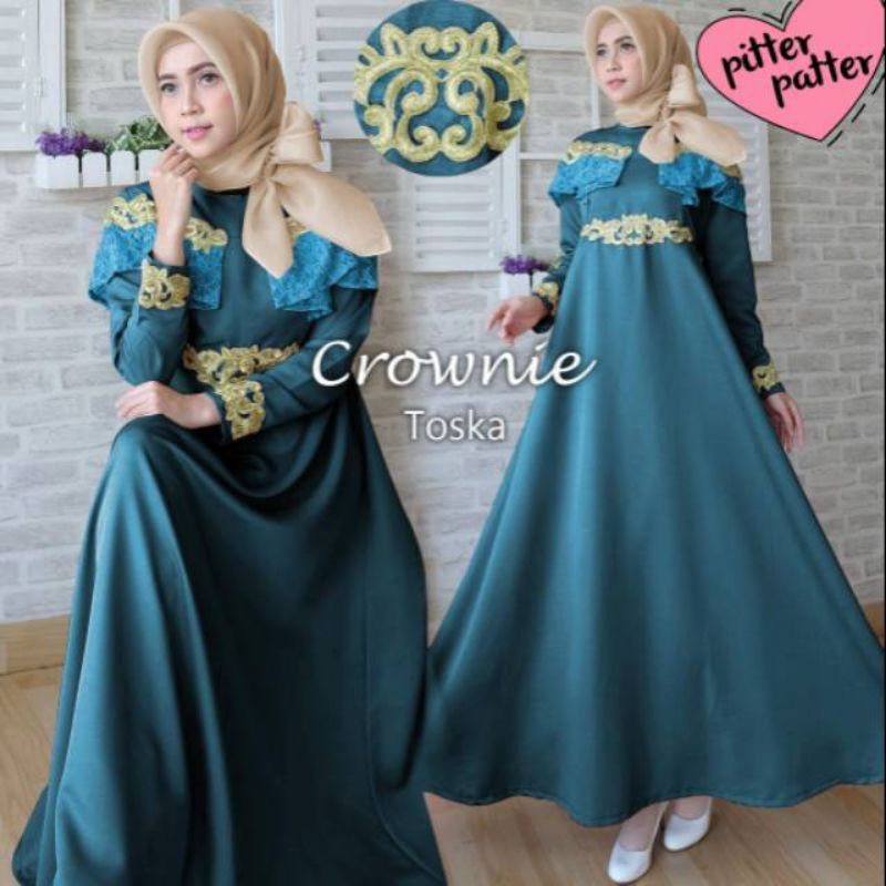 BAJU GAMIS LONG DRESS MAXY BAHAN BRUKAT BROKAT RENDA TERUSAN ROK PANJANG MEWAH KEKINIAN MURAH