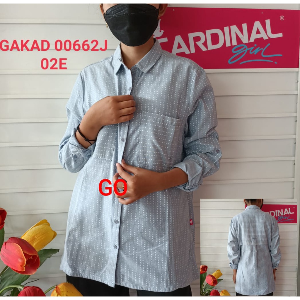 BB CARDINAL GIRL KEMEJA Pakaian CF Wanita Atasan Kemeja Hem Lengan Panjang Casual Santai Original