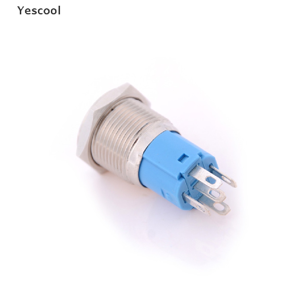 Yescool Saklar Tombol Tekan On-off Mobil 12v 16mm Bahan Logam Dengan Lampu LED Power Switch