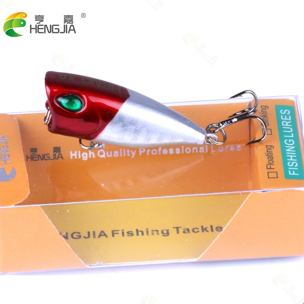 HENGJIA 1PCS 4CM/3.3G  Micro Fishing Lure Mini Topwater Popper Casting Triple Hook Retail Box