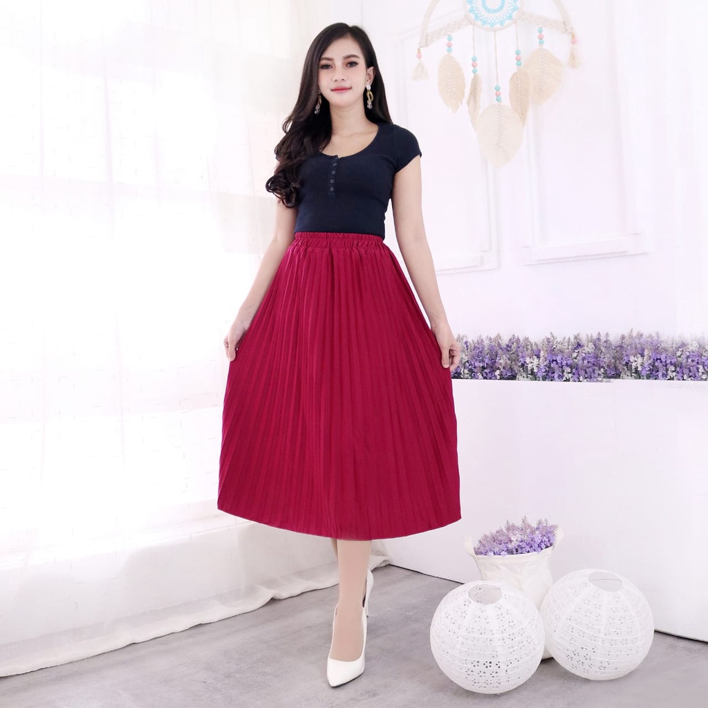 ROK PLISKET WANITA 7/8 BAHAN PREMIUM