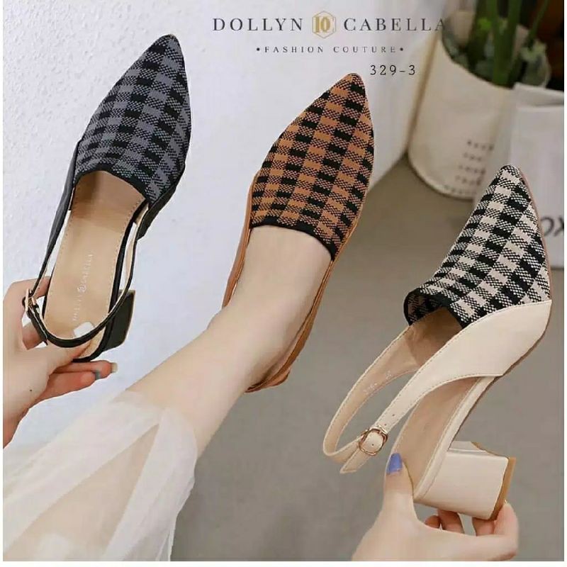 HEELS BUSTONG WANITA HEEL PANTOPEL KERJA MURAH DOLLYN KELSEY IMPORT HAK PENDEK KOTAK PESTA SELOP