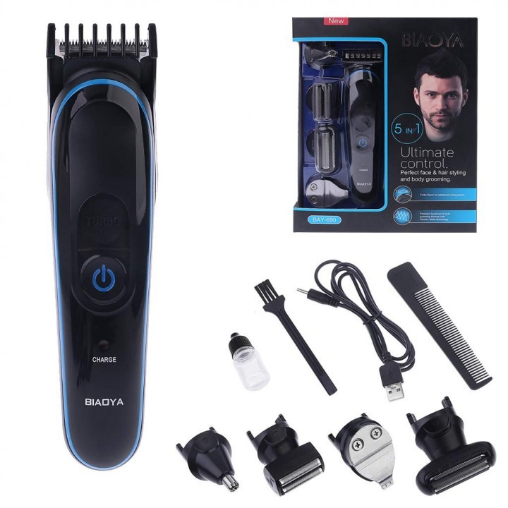 BIAOYA BAY-690 - 5-in-1 Grooming Kit Hair Trimmer Shaver Rechargeable