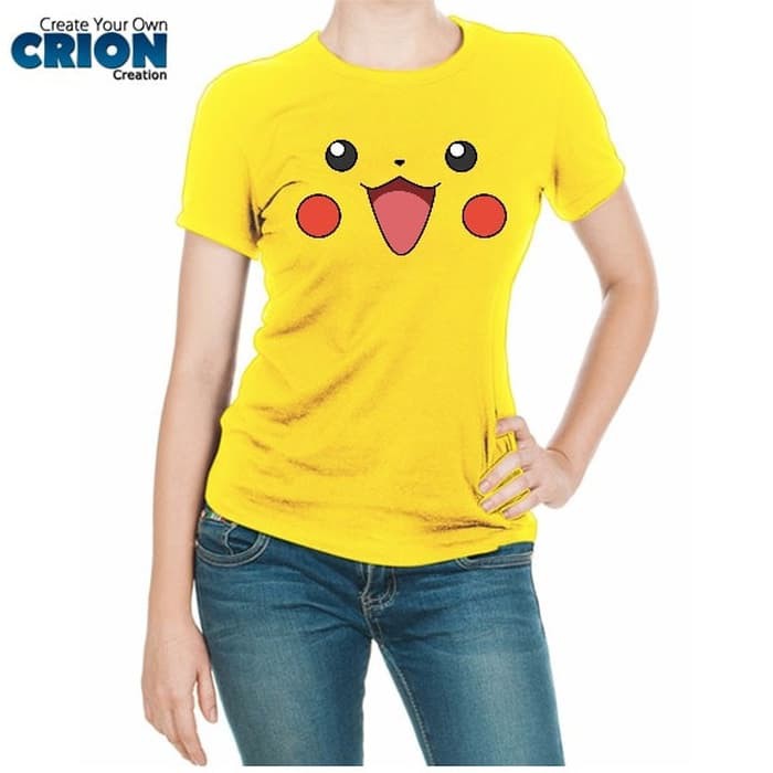 Kaos Pokemon Cewe - Pikachu Face - By Crion