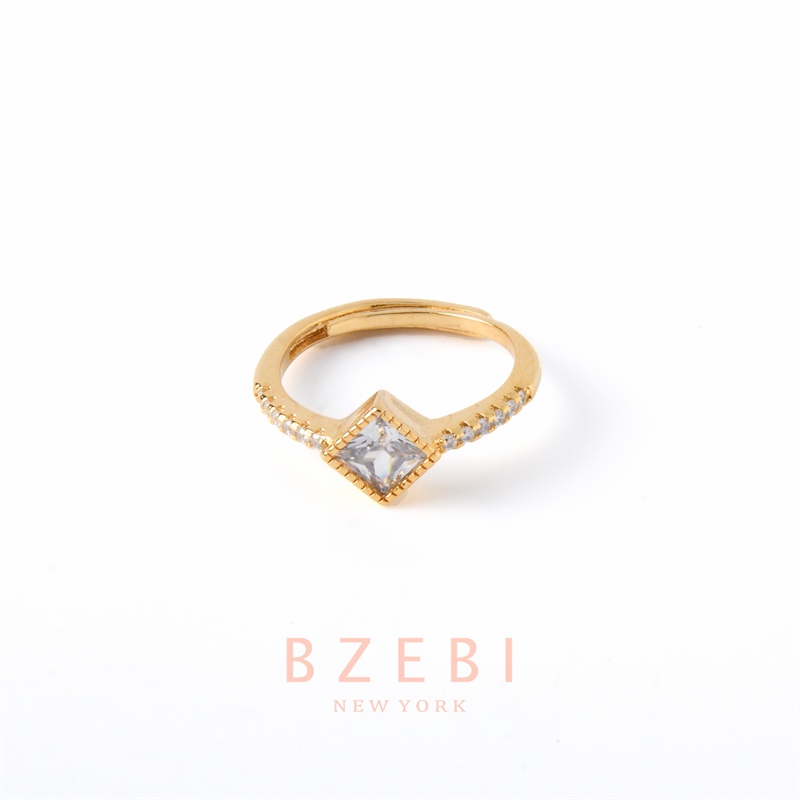 Bzebi Cincin Lapis Emas 18k Aksen Zircon Ukuran 640R Untuk Wanita