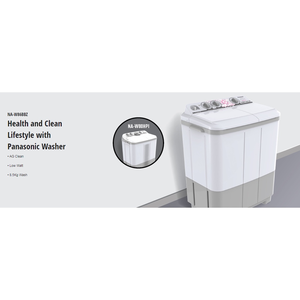 PANASONIC NAW 86 BBZ 2 - MESIN CUCI SEMI AUTO WASH 8.5 KG DRY 6 KG / NAW86BBZ2