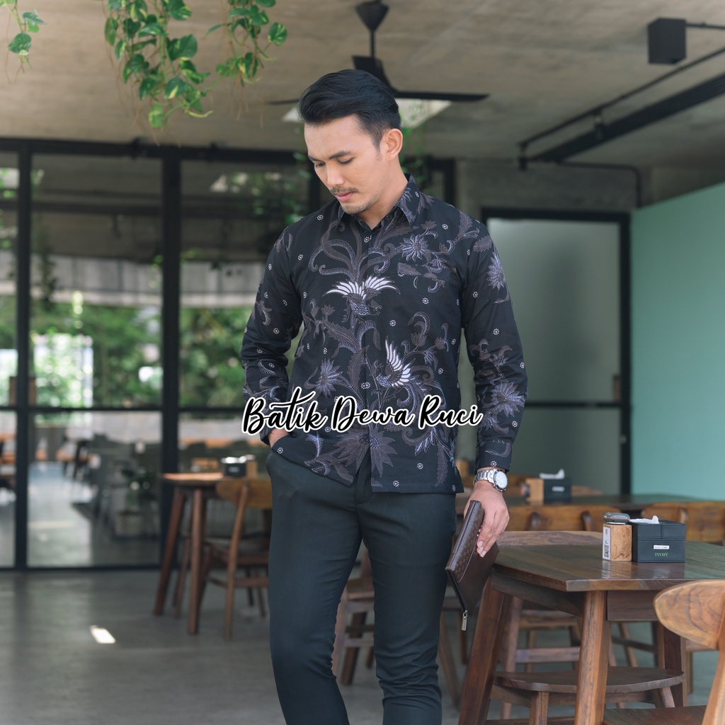 Kemeja Batik Pria PEKSI HITAM Full Furing Bahan Katun High Quality