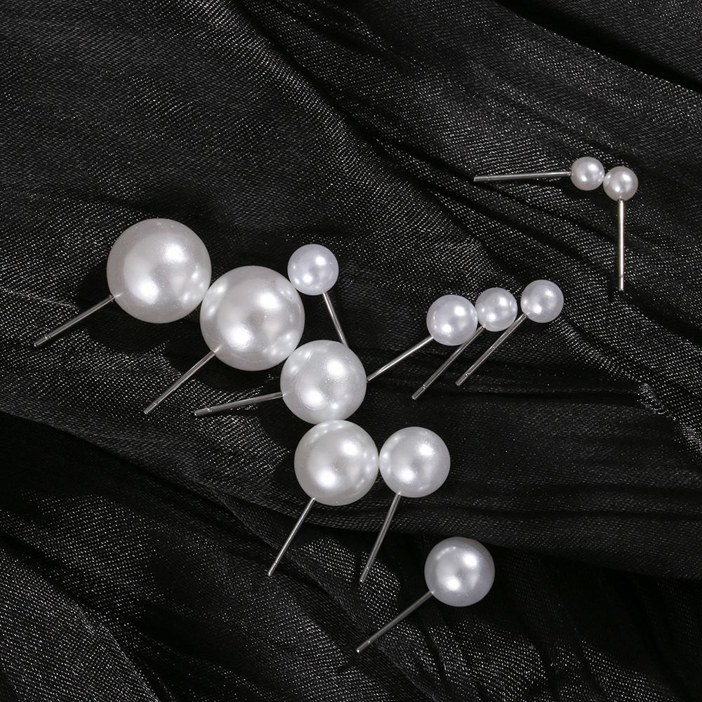 ROW 5Pairs/10Pairs/12Pairs Women Pearl Earrings Jewelry Round Shape Ear Stud Wedding Engagement Party 4mm 5mm 6mm 8mm 10mm 12mm Fashion Elegant