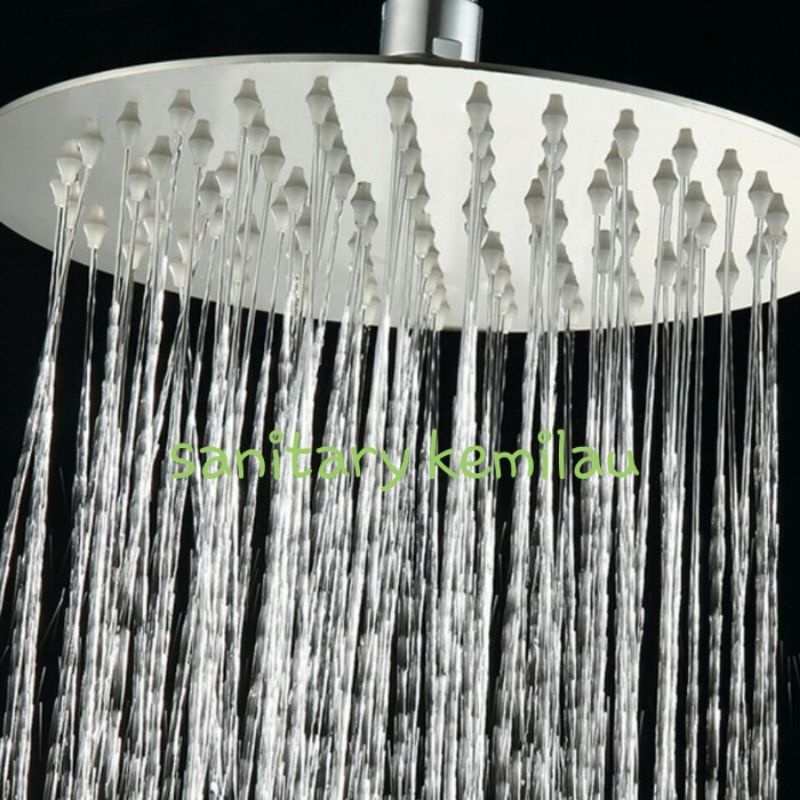 Wall Shower Stainles Ultra Slim 10 inch 25x25cm stainless steel Plus pipa 30cm - Wall Shower Mandi