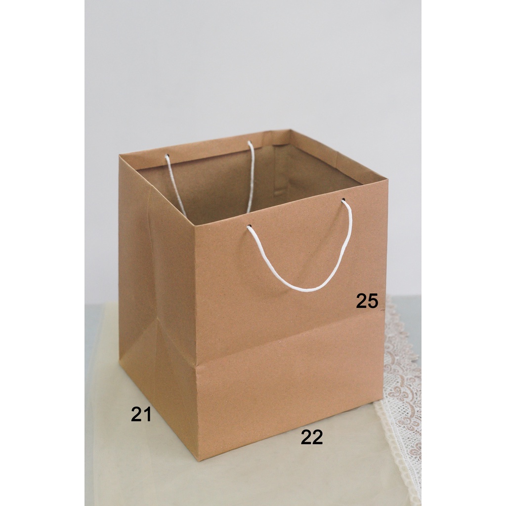 

paper bag polos paperbag coklat 22x21x25 (PxLxT) untuk Dus nasi