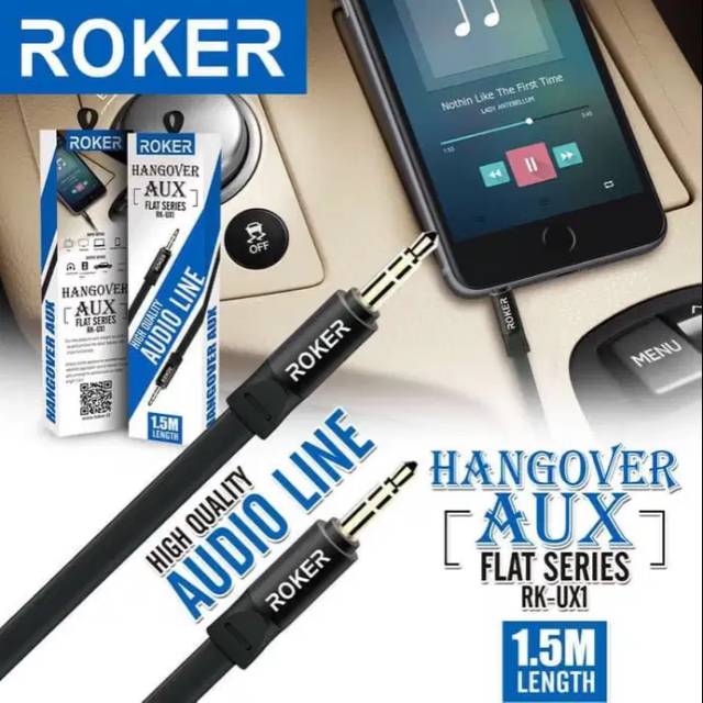 Kabel Roker Aux Audio Line kabel flat dan dauble head