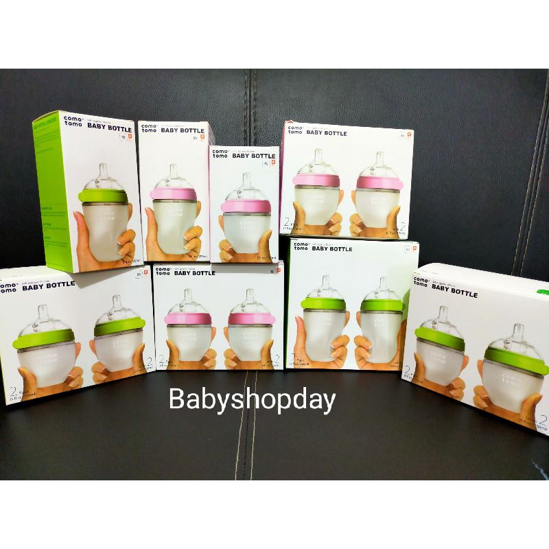 Comotomo Botol Bayi Brand USA, Botol susu bayi Como tomo 150 ml 250ml single, Twin pack Green Pink